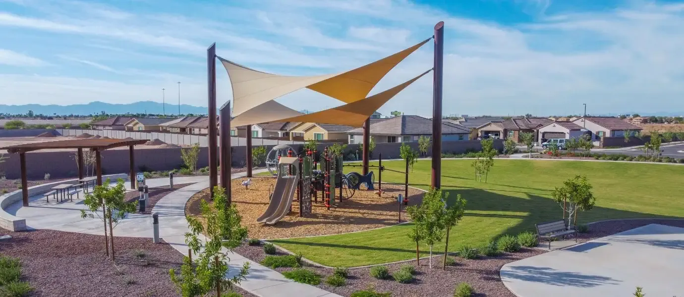 Playground and park lawn